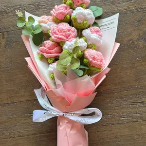 10 pcs rose Custom extra large Crochet Flowers Bouquet Handmade, Finished Product, Rose, Lily for Anniversary, Birthday, valentines forever girlfriend's day yarn