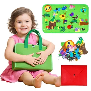 Felt Storyboard Montessori Portable Busy Board Travel Story Set, Suitable for 0-3 Years Old Toddlers Learning Educational Birthday Gifts, Insect Themed Story Learning Interactive Game, Suitable 1 Year Old Boys Girls Gifts