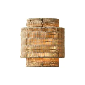Roderick 1-Light Rattan Bohemian Wall Sconce Lighting, Handwoven Woven Boho Wall Mount Fixture for Indoor Home Decoration