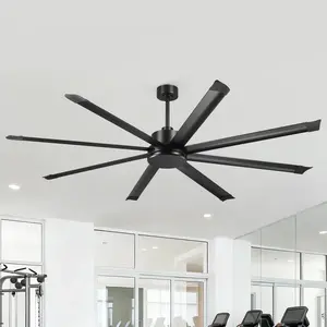 Large 84/100 Inch Downrod Ceiling Fan, Vaczon Black Modern Style DC Motor Fan for Indoor Home & Commercial Use