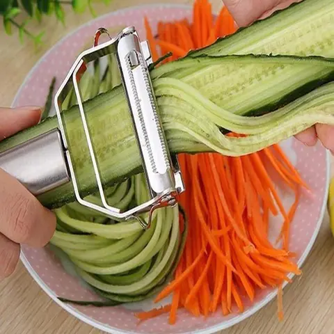Stainless Steel Multifunctional Vegetable with Cleaning Brush, Durable & Rustproof Kitchen Gadgets for Home & Outdoor, Fruit Veggie Peeler, Vegetable Peelers For Kitchen