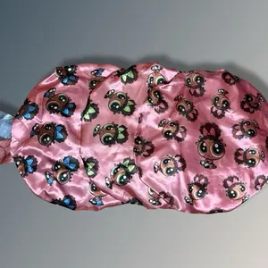 Reversible Double-Layered Satin Lined Bonnet  Colorful Bow-Tie Satin Lined Elastic Band | Bow-Tie and Stretch Bonnet powerpuff girls