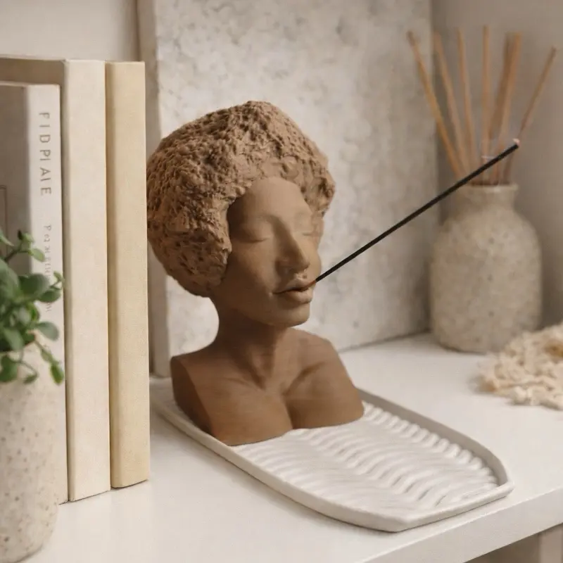 African Afro Head Incense Holder – Sculptural Home Décor