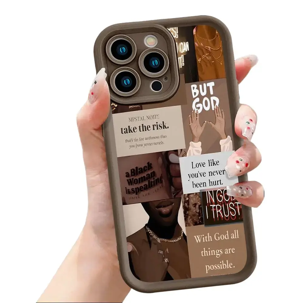 Trendy Inspirational Quote Collage Aesthetic Smartphone Case, Slim Lightweight TPU Cover for iPhone 17,16,15,14 Pro Max,13,12,11,XR,XS Plus, Air - Shockproof, Anti-Drop Protective Cellphone Handheld Devices Accessory