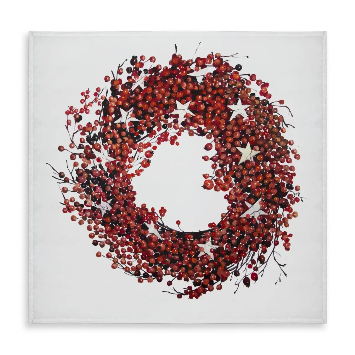 360 Stand Red Berry Wreath Tablecloth (Model C1TC5858I92JAP), 58x58 in Rustic Farmhouse Textile, Water-Resistant Durable Thanksgiving Party Home Decor for Dining Tables, Holiday Festivity Indoor-Outdoor Use