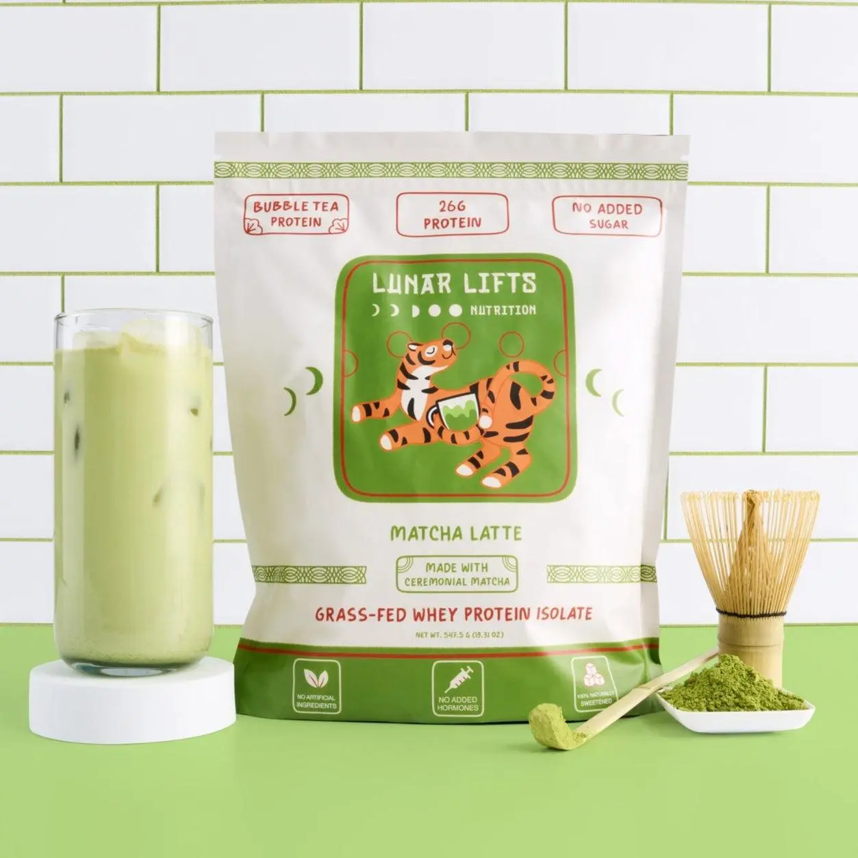 Matcha Latte Grass Fed Whey Protein Powder - Non-GMO Nutrition Supplement, Wellness Protein for Fitness Workouts, Delicious Supplement Flavor, Healthy Supplement, Clean Protein