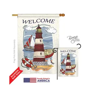 Breeze Decor 06063 Beach & Nautical Lighthouse Shore 2-Sided Vertical Impression House Flag - 28 x 40 in.