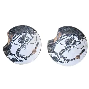 Fishing Car Coasters 2 pack - Absorbent Coasters for Cup Holders