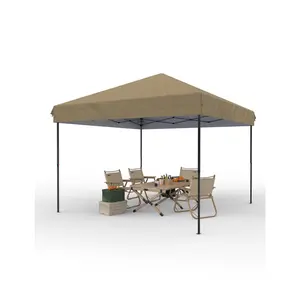 Garvee Heavy Duty Pop Up Canopy Tent - 10x10 FT Commercial Quick Shelter, 3 Removable Sidewalls, UPF 50+ Waterproof Sun Shade, Easy One-Person Setup, Portable Outdoor Gazebo - Khaki