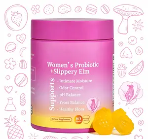 Needyou Her Juicy Feminine pH Care Probiotics Gummies 60 Count Hawaiian Pineapple | All-in-One Blend with Slippery Elm, Prebiotics & Lactobacillus to Relieve Intimate Dryness