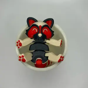 Articulated Trash Panda Figurine – 5.5” 3D Printed Raccoon with Optional Marble Trash Can – Cute Desk Toy or Gift