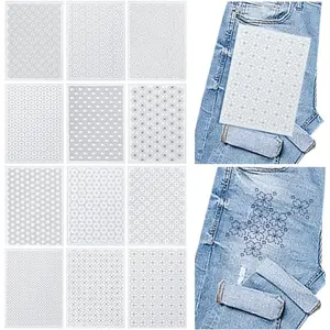 12Pcs A4 Size Sashiko Soluble Embroidery Stabilizers 8.3x11.8'' Embroidery Stabilizer Stick and Wash Away Embroidery Stabilizer Embroidery Transfer Patterns Sashiko Template
