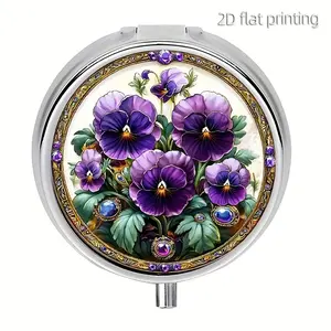 Flower Pill Box, 3 Compartment Mini Pill Case, Wallet Pill Holder, Travel Portable Pill Container, Unique Halloween Christmas Gift