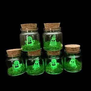 Pet Ghost in a Bottle! Adopt a Ghost! Decor Decoration Gift Glass Halloween Jar Luminous Ornaments Halloween decor Hat Party