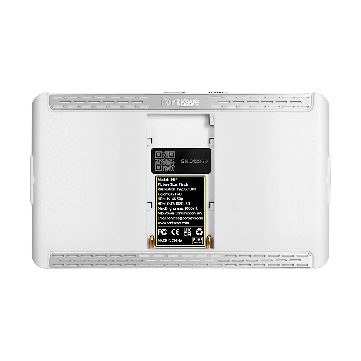 Portkeys LH7P 7" Full HD High-Bright Touchscreen Monitor with Wireless Camera Control, Supports 4K HDMI, White