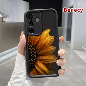 Phone Case Compatible with Samsung Galaxy S26 S23 Ultra S24 Plus S25 S22 Sunflower with Dew Full Body Protection Shockproof Soft Silicone Cover