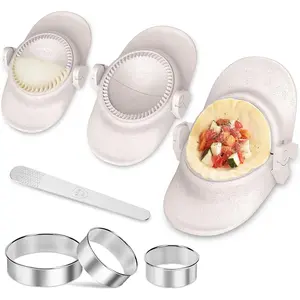 7 count Dumpling Maker Kit - -in-One Empanada Maker Set with Press Molds & Ring Cutters,  Kitchen Accessories for  Cooking, Family/Friends Fun  (Beige)