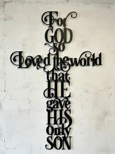 Metal Cross Wall Art Decor, Stylish Religious Decor, Jesus Crucifix Statue Painting, Christian Theme