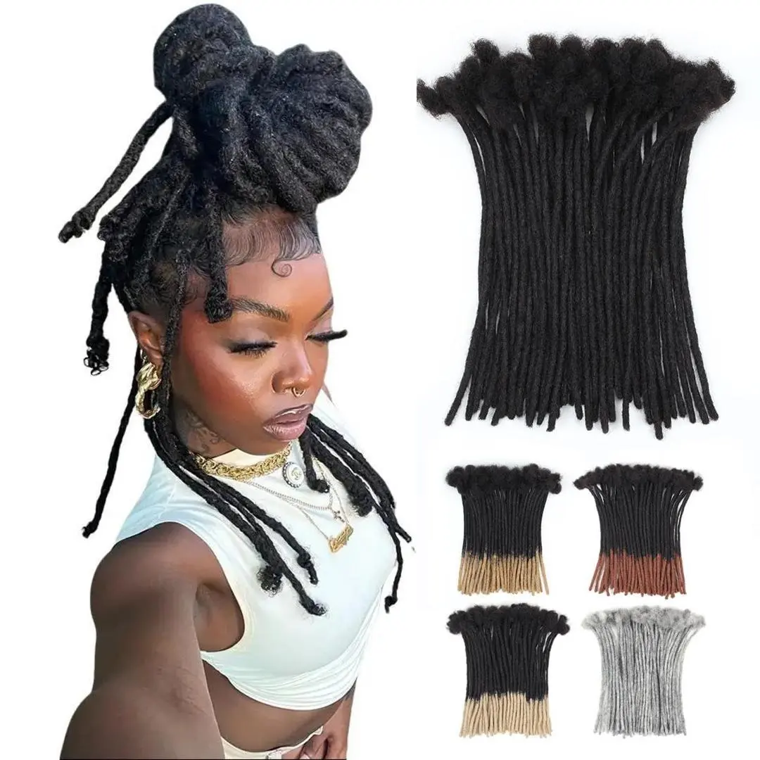 CCLG #1B Premium Real Human Hair Loc Journey Handmade Natural Dreadlock Extensions 0.6cm Thickness 4/-12 Inches  Dye & Bleach Ready for Natural Styles LOC EXTENSION add length basic natural color instant  dreads hair extensions twist king tiktokshopspring