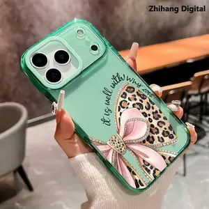 Leopard Print Bow Pattern Phone Case for iPhone 17 Pro Max Air 16 Plus 15 14 13 12 11 Non Slip TPU Soft Shell Non-Yellowing Shockproof Clear slim Protective Softcase Rugged Durable Back Cover, Advanced fashion gift