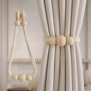 Wooden Bead Curtain Tieback, Modern Magnetic Curtain Tieback, Home Decor for Living Room Bedroom Hotel Salon