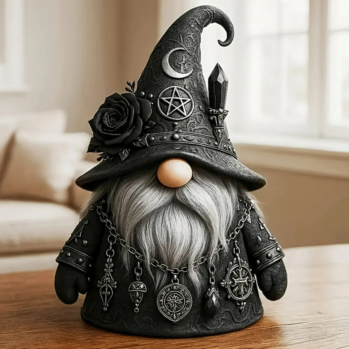 Gothic Elf Statue Magic Dwarf Figurine, Collectible Figurine, Resin Desktop Sculpture, Resin Figure, Fantasy Collection, Moon Star Rose Details, Vintage Style Room Decor, Vintage Home Decor, Statues Figurines