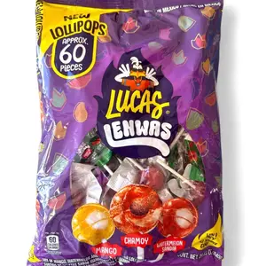 Lucas Lenwas-Chili filled Center Mango, Chamoy, Watermelon Lollipops 60 ct