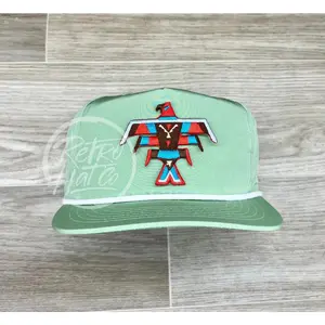 Southwestern / Tribal Thunderbird (Large) Patch on Green Poly Rope Hat