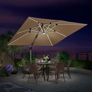 PURPLE LEAF Double Top 10x10 ft Square Outdoor Umbrellas with Lights