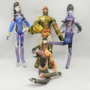 2026 new 28cm Overwatch Tracer Genji Dva Cosplay Plush Stuffed Doll Twistable Shape Iron Wire Skeleton Movable Limbs Mouse Plushie Gift