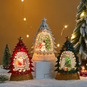 Christmas Snow Glowing Water-Filled Christmas Tree Lantern Decoration Desktop Ornament Creative Night Light Children's Gift