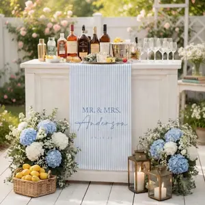 Personalized Linen striped bar & event Sign, Wedding, Birthday, Anniversary custom name bar wedding sign, Elegant Wedding Reception Decor