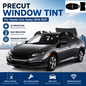 Precut Window Tint Film for Honda Civic Sedan 2016-2021 All Side+Rear Windshield Any VLT 2Ply Anti-Shatter, UV Block, Privacy Protection, No Trimming Needed,Heat & Glare Reduction