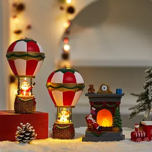 Christmas Resin Figurine Lamp, Glowing Santa Snowman Fireplace Night Light, Christmas Atmosphere Decoration Gift, Battery Powered, 1pc