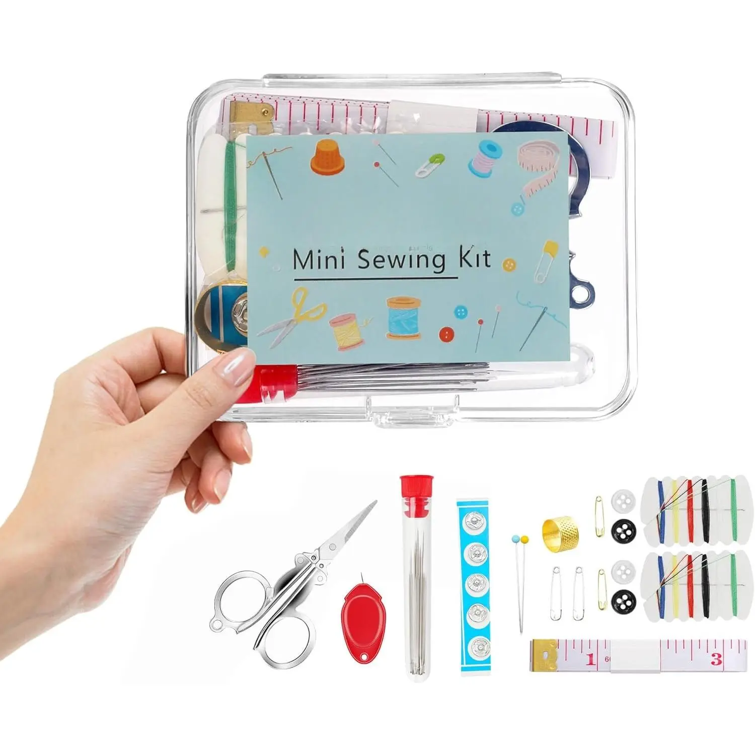 Min Sewing Kit, Travel Sewing Kit with Multi-Color Threads, , , Buttons, Portable  Sewing Tool Set with Storage Case, Adults Sewing Repair Kit for Craft Supplies