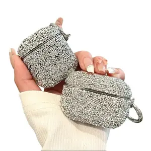Luxury Rhinestone Wireless Earbud Shell Case Cover - Durable Metal Electroplated Frame, Sparkling Crystal Protector, Anti-Drop Protection, Charging-Compatible for Multiple Sports & Outdoor Use Models