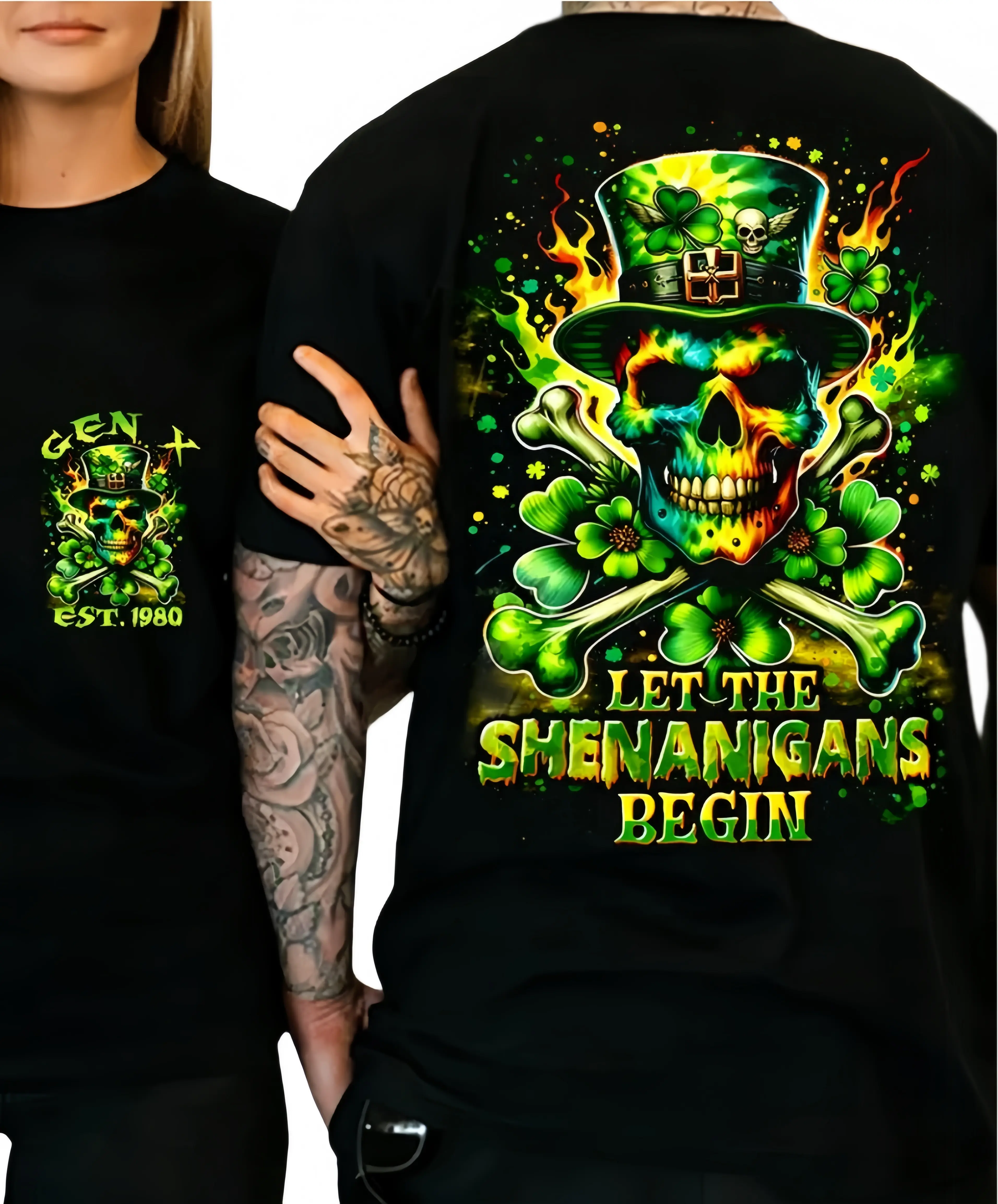 [Customization]Generation X St. Patrick’s Day Let The Shenanigans Begin Custom Year Skull Cotton T-shirt |   Streetwear Tropical Breathable Soft Top for Men Man Tshirt