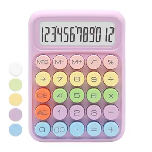 Colourful Purple Calculator with 12 Digit Display and Large Buttons, Office Supplies and Desktop Accessories, Cute Calculator for Office, School