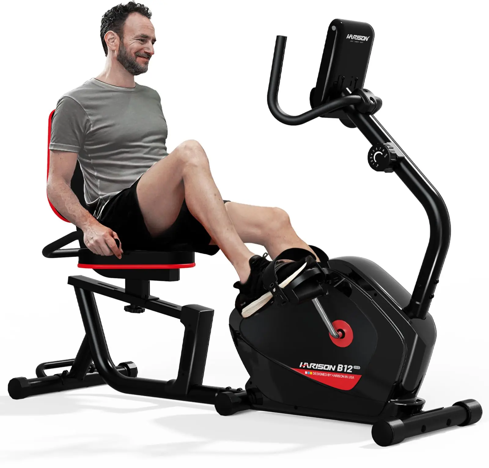 HARISON 2-in-1 Recumbent Bike with Arm Exerciser - Ultra-Quiet, Low-Impact Whole Body Workout Fitness Machine (400lb Capacity, HR-B12)