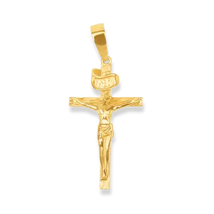 Jesus Crucifix Cross Pendant 925 Sterling Silver in 14K Gold