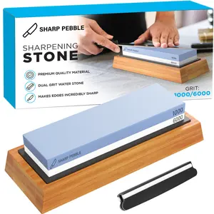 The Sharp Pebble® Complete Sharpening System: 1000/6000 Grit & Angle Guide