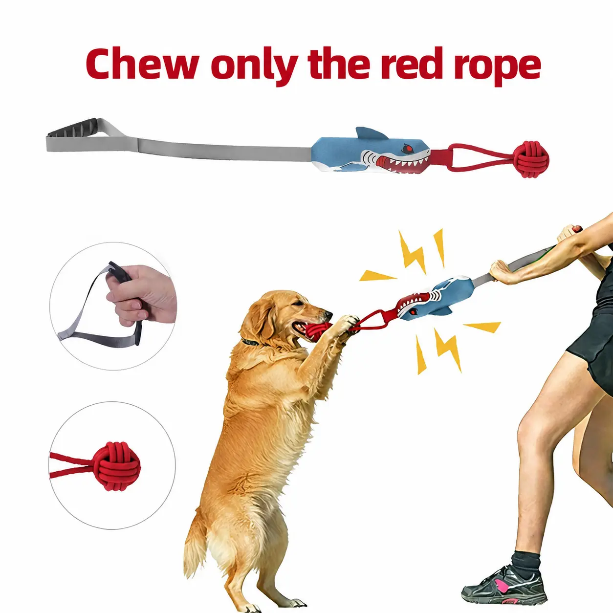 Kawiwi Interactive Dog Tug Toy,  Pulling Toy (Interactive Only • Not a Chew Toy • No Unattended Play), Dog Toy with a Sound Squeaky, Tug of War Toys for Puppies to Large Dogs to Grind the Teeth, Conserve Dog's Energy and Strengthen Bond with Master