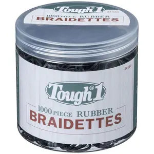 1000 pc. TOUGH-1 RUBBER BRAIDETTES BANDS Black or Brown