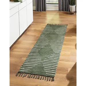 Green Chindi Cotton Rug