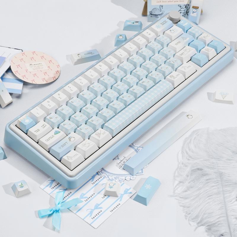 Ergonomic keycaps COOMICKEY Creamy Keycaps Set 145 Keys PBT Dye Sublimation Snowman Shape Blue Custom Keycap for 61/64/87/104/108 Cherry MX Switches ISO ANSI Layout Mechanical & Gaming Keyboard