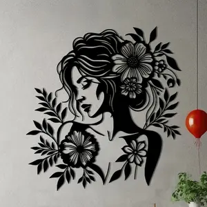 Elegant Floral Metal Wall Art Sculpture, Perfect Home & Office Decor, Unique Modern Line Design, Ideal Gift for Flower Lovers, Floral Abstract Design, Home Decor Accessory