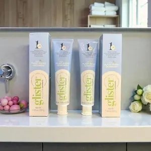 GLISTER Toothpaste with Plant-Based Goodness Multi Action toothpaste, pack of two.