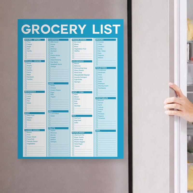 B5 Fridge Magnet Grocery List Board, Magnetic Shopping Checklist Pad, Home Purchase Classification Record Stickers