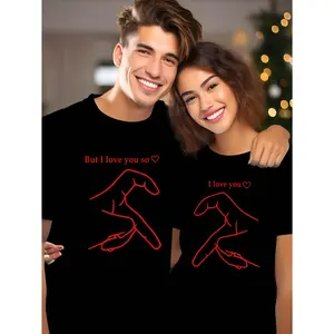 100% Matching Couple T-Shirts - Valentine's Day Love Gesture Design, "But I Love You So" Graphic, Casual & Comfortable Round Neck Tees for Him and Her, Perfect Gift for Lovers, Casual Wear | Graphic Tshirt | Fabric, Valentine's Day T-Shirts