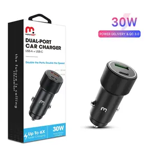 MyBat Pro Dual Port Quick Power Delivery Car Charger 30W Black for Fast Efficient Charging of Multiple Devices